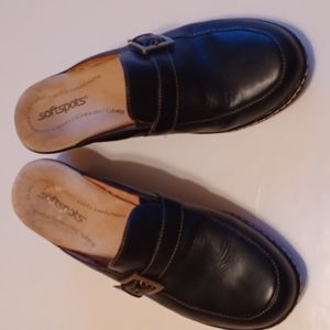 Leather comfort slip on clogs